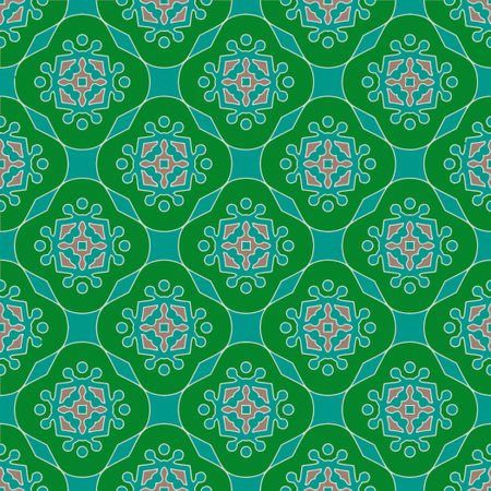 Ornament in ethnic style.Seamless pattern with abstract shapes. Repeat design for fashion, textile design, on wall paper, wrapping paper, fabrics and home decor.のイラスト素材