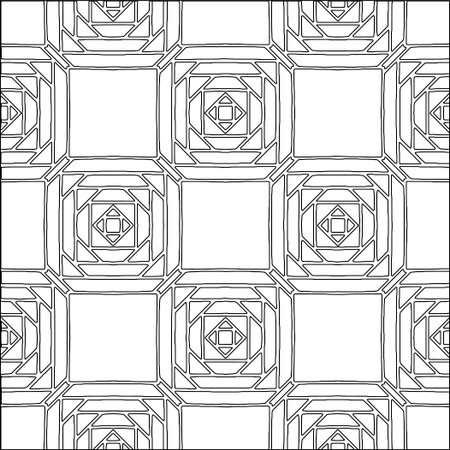 Stylish texture with figures from lines.Abstract geometric black and white pattern for web page, textures, card, poster, fabric, textile. Monochrome graphic repeating design.のイラスト素材