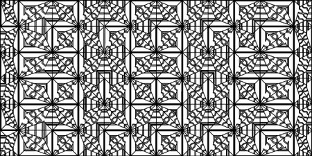 Vector pattern with symmetrical elements . Modern stylish abstract texture. Repeating geometric tiles from striped elements.Black and white pattern.のイラスト素材