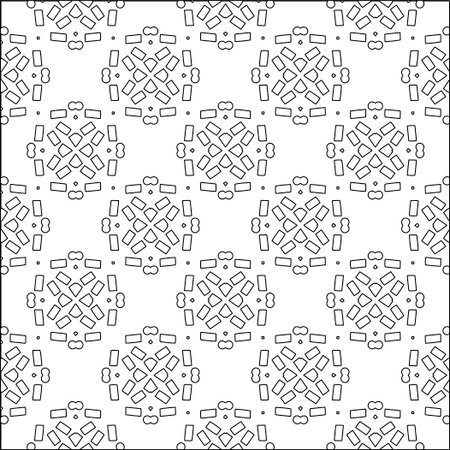 Stylish texture with figures from lines.Abstract geometric black and white pattern for web page, textures, card, poster, fabric, textile. Monochrome graphic repeating design.のイラスト素材