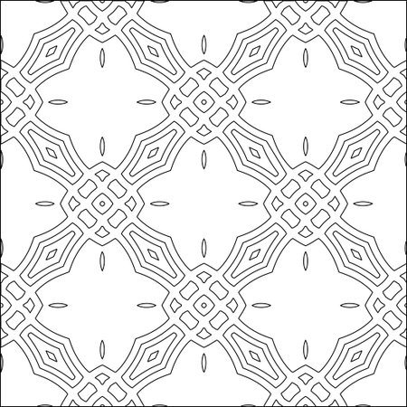 Stylish texture with figures from lines.Abstract geometric black and white pattern for web page, textures, card, poster, fabric, textile. Monochrome graphic repeating design.のイラスト素材