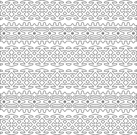 Stylish texture with figures from lines.Abstract geometric black and white pattern for web page, textures, card, poster, fabric, textile. Monochrome graphic repeating design.のイラスト素材