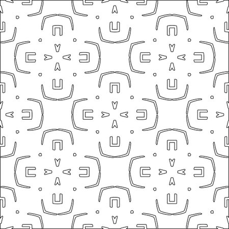 Abstract background with figures from lines. Black and white texture for web page, textures, card, poster, fabric, textile. Monochrome pattern. Repeating design.のイラスト素材