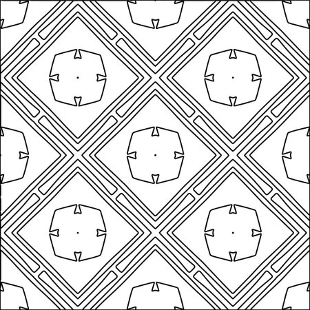 Abstract background with figures from lines. Black and white texture for web page, textures, card, poster, fabric, textile. Monochrome pattern. Repeating design.のイラスト素材