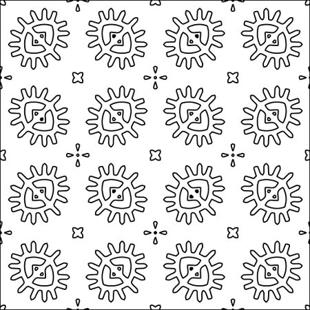Abstract background with figures from lines. Black and white texture for web page, textures, card, poster, fabric, textile. Monochrome pattern. Repeating design.のイラスト素材