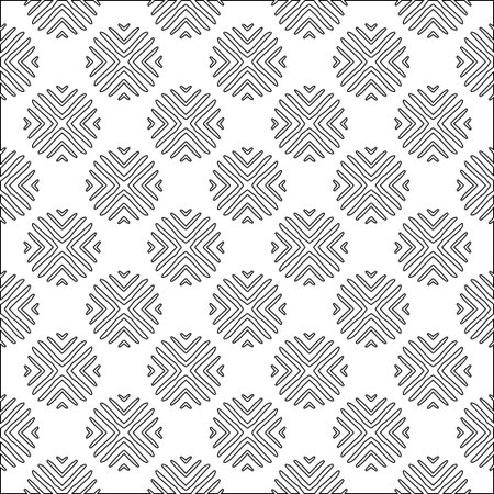 Vector pattern with symmetrical elements . Modern stylish abstract texture. Repeating geometric tiles from striped elements.Black and white pattern.のイラスト素材