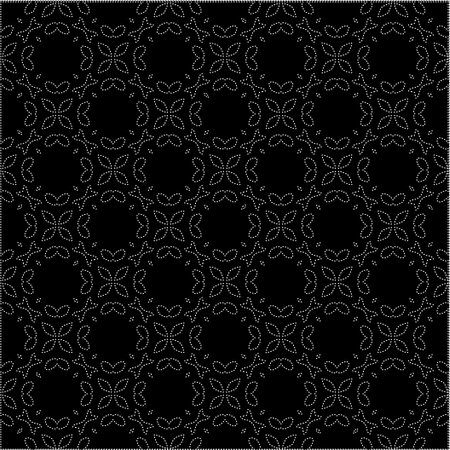 Black background with figures from dots. Black and white pattern for web page, textures, card,...