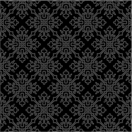 A repeat pattern of white dots on a black background. Simple texture for posters, sites, business cards, covers, labels mockup.のイラスト素材