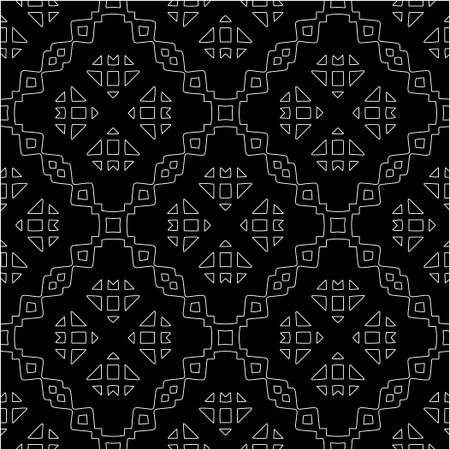 Black background with figures from white lines. Black and white pattern for web page, textures,...