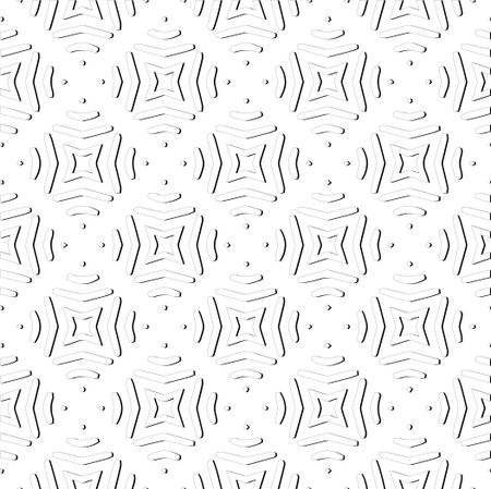 Vector pattern with symmetrical elements . Modern stylish abstract texture. Repeating geometric tiles from striped elements.Black and white pattern.のイラスト素材