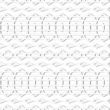 Vector pattern with symmetrical elements . Modern stylish abstract texture. Repeating geometric tiles from striped elements.Black and white pattern.のイラスト素材