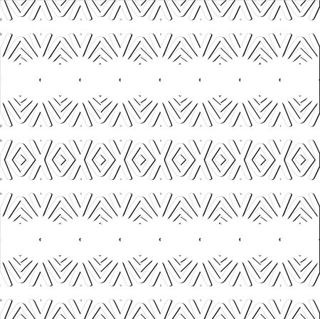 Vector pattern with symmetrical elements . Modern stylish abstract texture. Repeating geometric tiles from striped elements.Black and white pattern.のイラスト素材