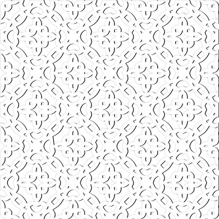 Vector pattern with symmetrical elements . Modern stylish abstract texture. Repeating geometric tiles from striped elements.Black and white pattern.のイラスト素材