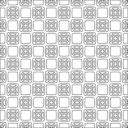 Black lines on white background.Wallpaper with figures from lines. Abstract geometric black and white pattern for web page, textures, card, poster, fabric, textile. Repeat pattern.のイラスト素材
