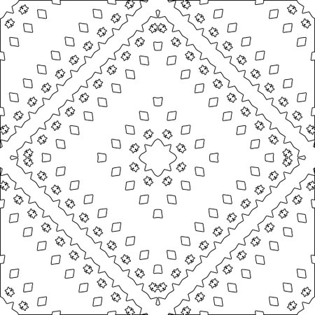 Black lines on white background.Wallpaper with figures from lines. Abstract geometric black and white pattern for web page, textures, card, poster, fabric, textile. Repeat pattern.のイラスト素材