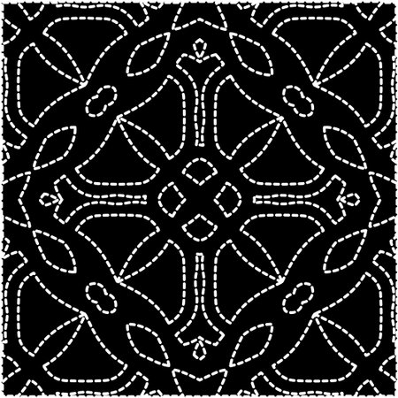 A repeat pattern of white dots on a black background. Simple texture for posters, sites, business cards, covers.White mandala.のイラスト素材