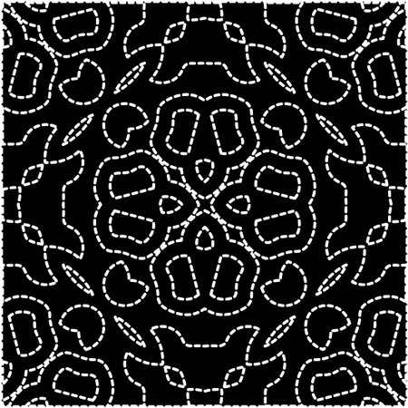 A repeat pattern of white dots on a black background. Simple texture for posters, sites, business cards, covers.White mandala.のイラスト素材