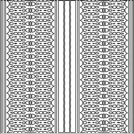 Black lines on white background.Wallpaper with figures from lines. Abstract geometric black and white pattern for web page, textures, card, poster, fabric, textile. Monochrome repeating design.のイラスト素材