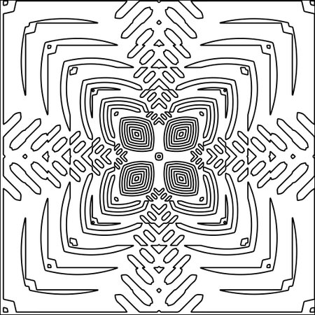 Black lines on white background.Wallpaper with figures from lines. Abstract geometric black and white pattern for web page, textures, card, poster, fabric, textile. Monochrome repeating design.のイラスト素材