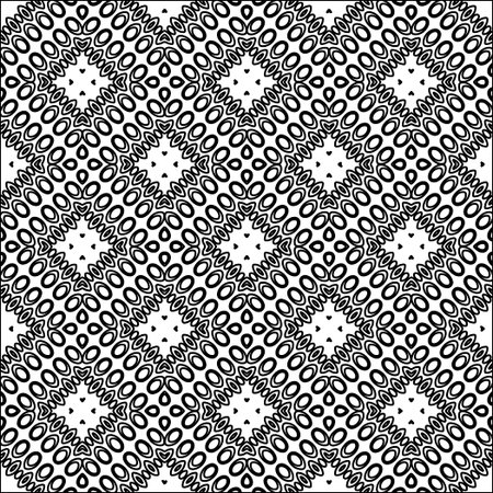 Black lines on white background.Wallpaper with figures from lines. Abstract geometric black and white pattern for web page, textures, card, poster, fabric, textile. Repeat pattern.のイラスト素材
