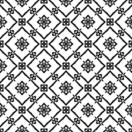 Black pattern. Seamless texture for fashion, textile design, on wall paper, wrapping paper, fabrics and home decor. Simple repeat pattern.Abstract design.のイラスト素材