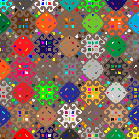 Colorful background. Perfect for wallpaper, wrapping paper, pattern fills, greetings, web page background, Christmas and New Year greeting cards.Color mosaic.Abstract shape art with Color pattern.のイラスト素材