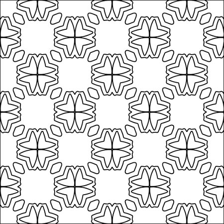 Figures from lines.Black pattern on white wallpaper for web page, textures, card, poster, fabric, textile. Abstract background.Repeating background image.White texture. Lines shapes.のイラスト素材