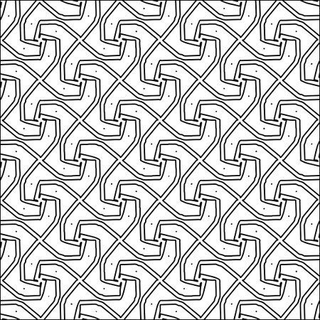 Figures from lines.Black pattern on white wallpaper for web page, textures, card, poster, fabric, textile. Abstract background.Repeating background image.White texture. Lines shapes.のイラスト素材