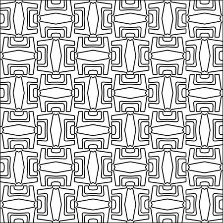 Figures from lines.Black pattern on white wallpaper for web page, textures, card, poster, fabric, textile. Abstract background.Repeating background image.White texture. Lines shapes.のイラスト素材
