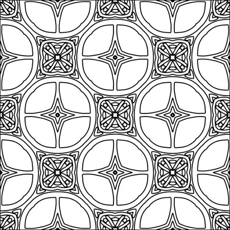 Figures from lines.Black pattern on white wallpaper for web page, textures, card, poster, fabric, textile. Abstract background.Repeating background image.White texture. Lines shapes.のイラスト素材