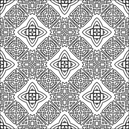 Figures from lines.Black pattern on white wallpaper for web page, textures, card, poster, fabric, textile. Abstract background.Repeating background image.White texture. Lines shapes.のイラスト素材