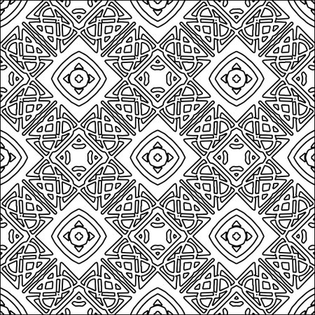 Figures from lines.Black pattern on white wallpaper for web page, textures, card, poster, fabric, textile. Abstract background.Repeating background image.White texture. Lines shapes.のイラスト素材