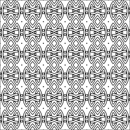 Figures from lines.Black pattern on white wallpaper for web page, textures, card, poster, fabric, textile. Abstract background.Repeating background image.White texture. Lines shapes.のイラスト素材