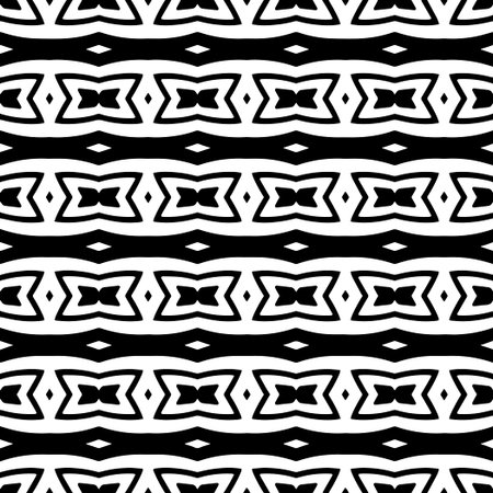 Abstract Shapes.Seamless pattern.Black and White color.Design element for prints, decoration, cover, textile, digital wallpaper, web background, wrapping paper, clothing, fabric, packaging, cards.のイラスト素材