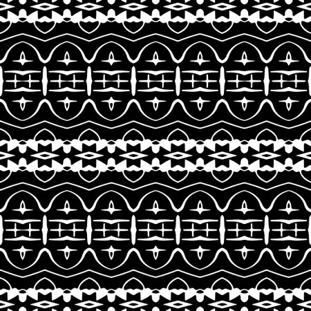 Abstract Shapes.Vector Seamless Black and White Pattern.Design element for prints, decoration, cover, textile, digital wallpaper, web background, wrapping paper, clothing, fabric, packaging, cards.のイラスト素材