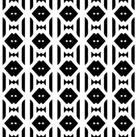 Abstract Shapes.Vector Seamless Black and White Pattern.Design element for prints, decoration, cover, textile, digital wallpaper, web background, wrapping paper, clothing, fabric, packaging, cards.のイラスト素材