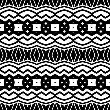 Abstract Shapes.Vector Seamless Black and White Pattern.Design element for prints, decoration, cover, textile, digital wallpaper, web background, wrapping paper, clothing, fabric, packaging, cards.のイラスト素材