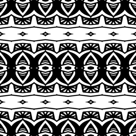 Abstract Shapes.Vector Seamless Black and White Pattern.Design element for prints, decoration, cover, textile, digital wallpaper, web background, wrapping paper, clothing, fabric, packaging, cards.のイラスト素材