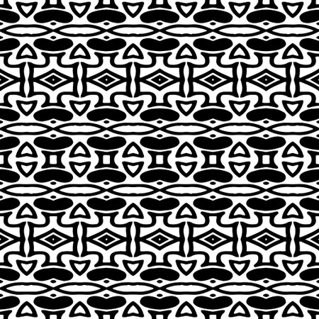 Abstract Shapes.Vector Seamless Black and White Pattern.Design element for prints, decoration, cover, textile, digital wallpaper, web background, wrapping paper, clothing, fabric, packaging, cards.のイラスト素材