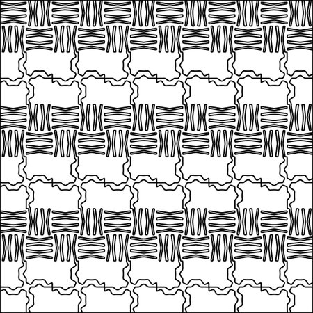 Figures from lines.Black pattern on white wallpaper for web page, textures, card, poster, fabric, textile. Abstract background.Repeating background image.White texture.のイラスト素材