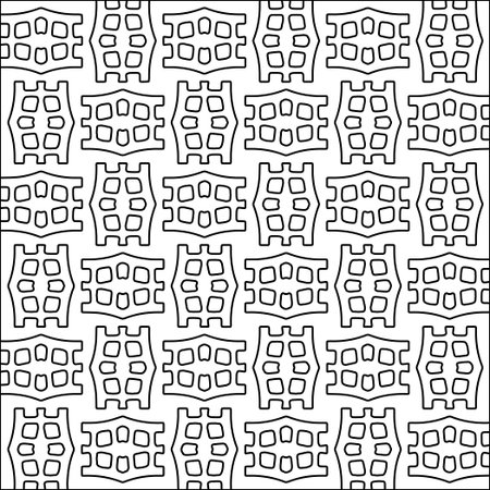 Figures from lines.Black pattern on white wallpaper for web page, textures, card, poster, fabric, textile. Abstract background.Repeating background image.White texture.のイラスト素材