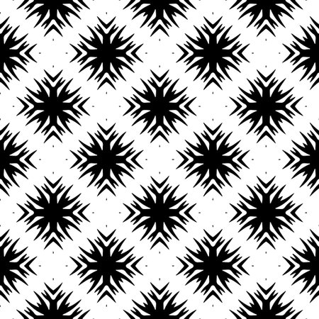 Monochrome pattern, Abstract texture for fabric print, card, table cloth, furniture, banner, cover, invitation, decoration, wrapping.seamless repeating pattern.Black and white color.のイラスト素材