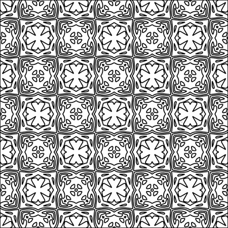 Texture with figures from lines.Abstract geometric black and white pattern for web page, textures, card, poster, fabric, textile. Monochrome graphic repeating design.のイラスト素材