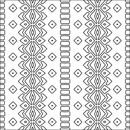 Texture with figures from lines.Abstract geometric black and white pattern for web page, textures, card, poster, fabric, textile. Monochrome graphic repeating design.のイラスト素材