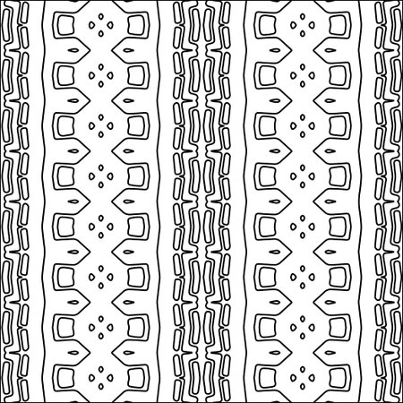 Texture with figures from lines.Abstract geometric black and white pattern for web page, textures, card, poster, fabric, textile. Monochrome graphic repeating design.のイラスト素材