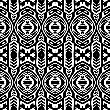 Monochrome pattern, Abstract texture for fabric print, card, table cloth, furniture, banner, cover, invitation, decoration, wrapping.seamless repeating pattern.Black and white color.のイラスト素材