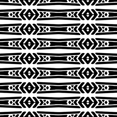 Monochrome pattern, Abstract texture for fabric print, card, table cloth, furniture, banner, cover, invitation, decoration, wrapping.seamless repeating pattern.Black and white color.のイラスト素材