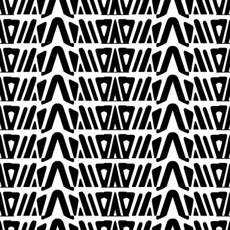 Monochrome pattern, Abstract texture for fabric print, card, table cloth, furniture, banner, cover, invitation, decoration, wrapping.seamless repeating pattern.Black and white color.のイラスト素材