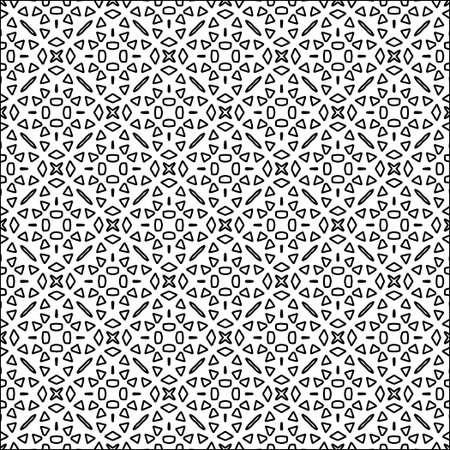 Black lines on white background.Wallpaper with figures from lines. Abstract black and white pattern for web page, textures, card, poster, fabric, textile. Repeat pattern.のイラスト素材