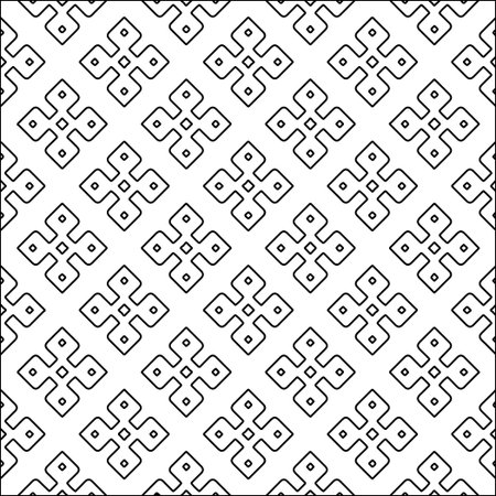 Black lines on white background.Wallpaper with figures from lines. Abstract black and white pattern for web page, textures, card, poster, fabric, textile. Repeat pattern.のイラスト素材